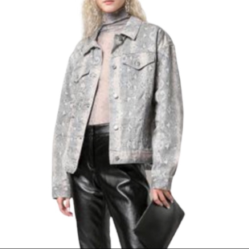 Ksubi Kobra Oversized Jacket Neutral Washed Snakeskin Denim Beige/Python